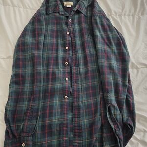 (VTG) VINTAGE LL BEAN RED GREEN PLAID FLANNEL BUTTON DOWN - XL (LONG)